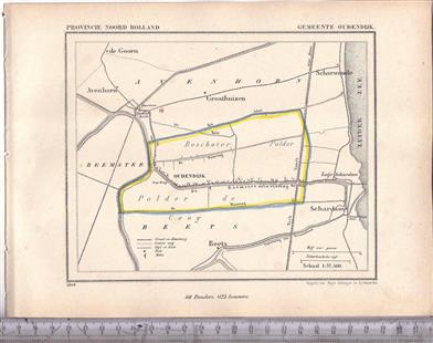 Oudendijk.  Map Kuyper Gemeente atlas van Noord Holland