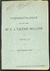 Fondscatalogus van de firma W. E. J. Tjeenk Willink te Zwolle ( omslagtitel)