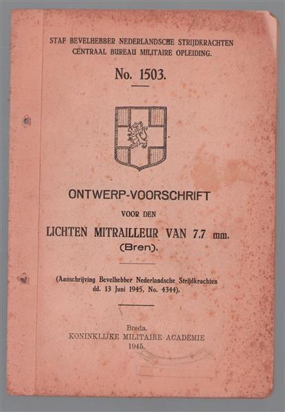 Ontwerp voorschrift voor den LICHTEN MITRAILLEUR VAN 7 mm. ( Bren ) ( No 1503 )