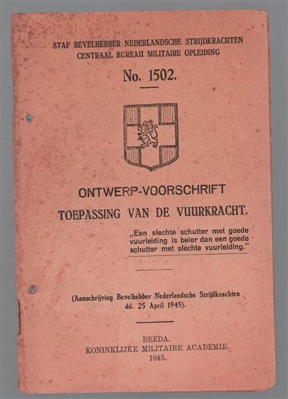 Ontwerp voorschrift TOEPASSING VAN DE VUURKRACHT ( No 1502 )