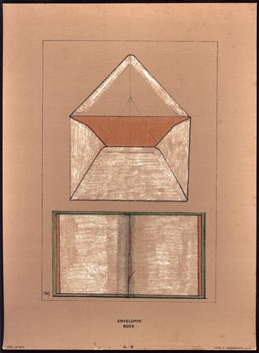 (DECORATIEVE PRENT - LITHO ) ENVELOPPE - BOEK
