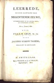 Leerrede, bij den aanvang der negentiende eeuwe, uitgesprooken in de Amstel Kerk, op donderdag avond, den 1. januarij 1801. over Psalm CXLV.  vs. 13.