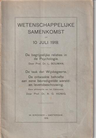 Wetenschappelijke samenkomst op 10 juli 1918. Psychologie, Wijsbegeerte