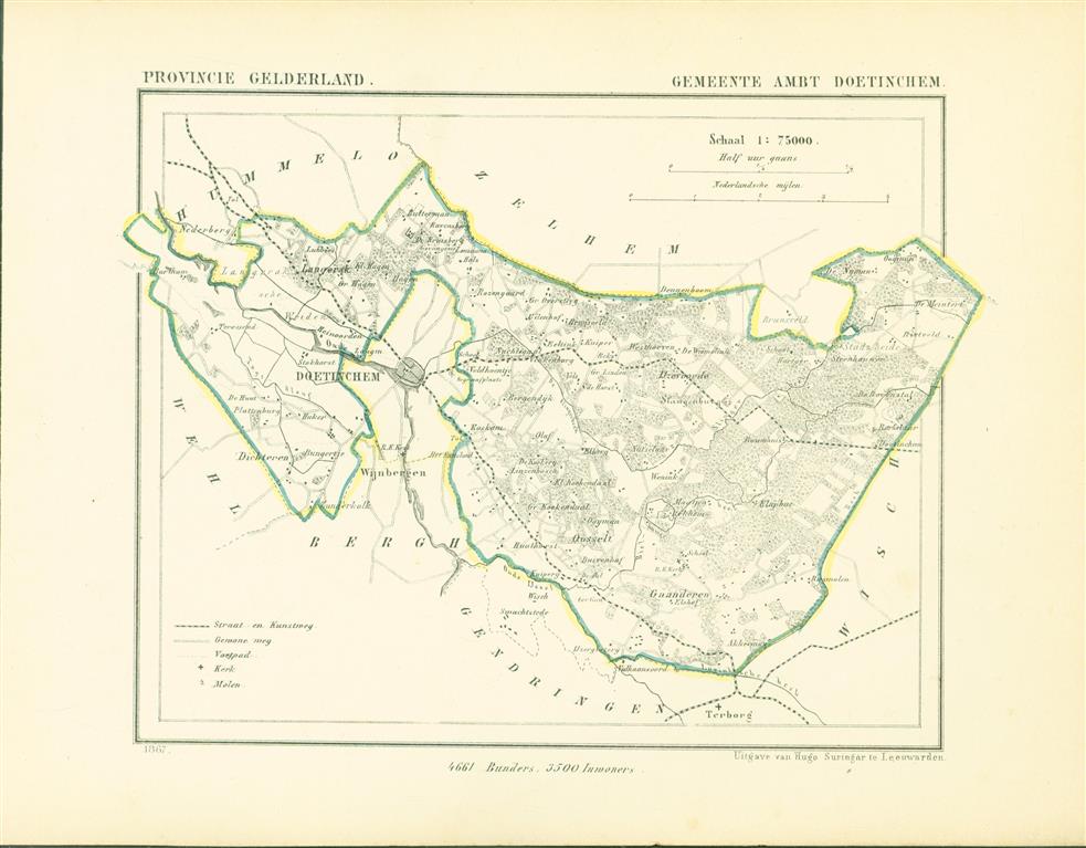 AMBT DOETINCHEM . Map Kuyper Gemeente atlas van GELDERLAND