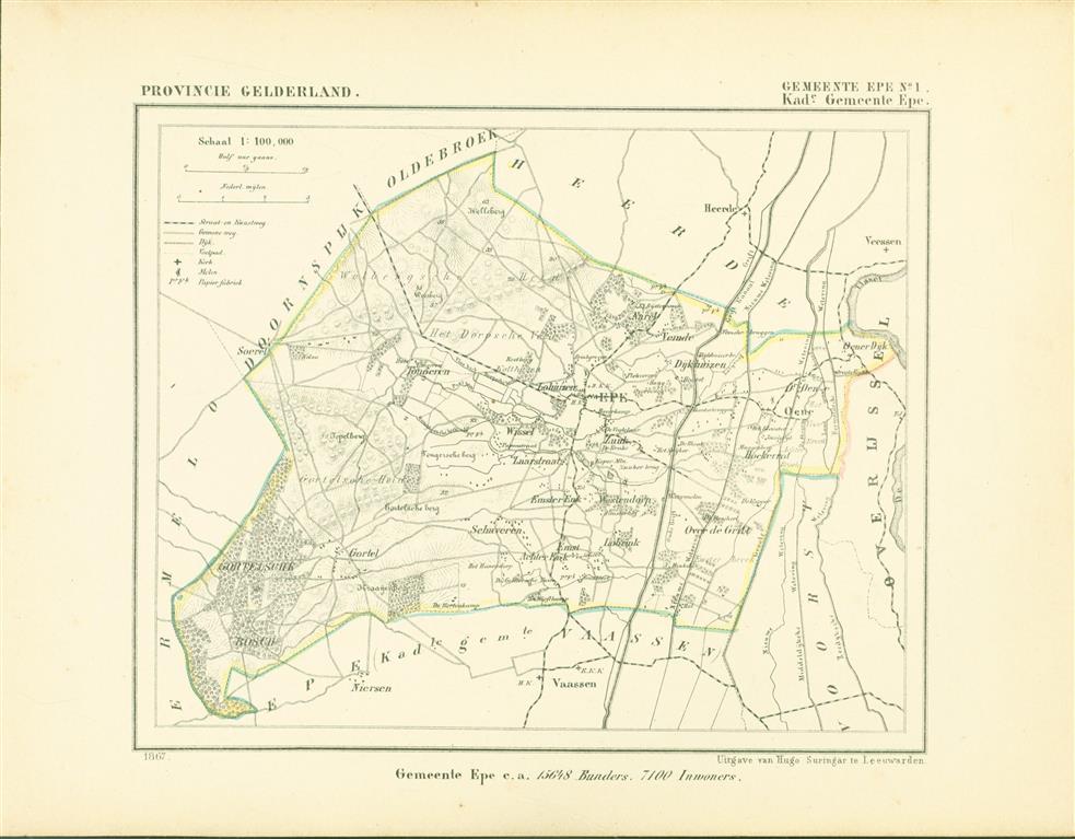 EPE ( Kadastrale gemeente EPE. Map Kuyper Gemeente atlas van GELDERLAND