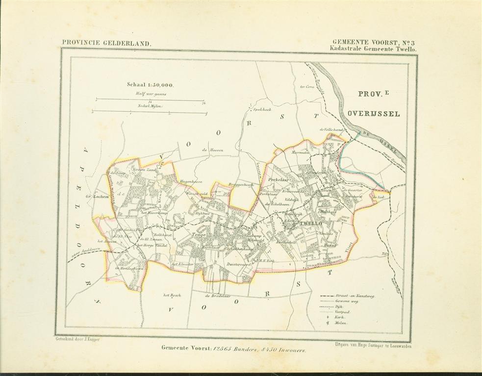 VOORST ( Kadastrale gemeente TWELLO ). Map Kuyper Gemeente atlas van GELDERLAND