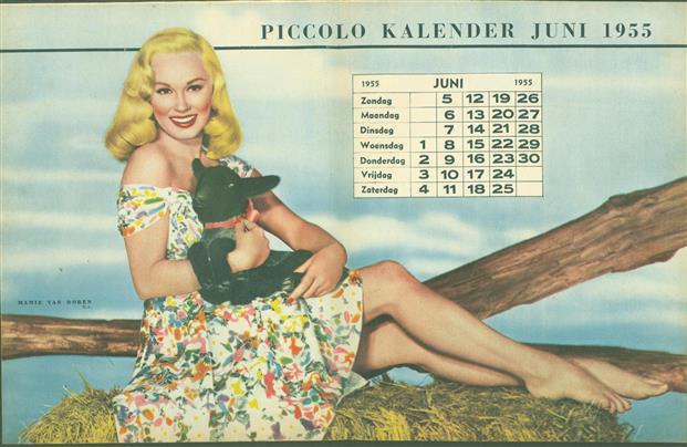 (SMALL POSTER / PIN-UP) Piccolo Kalender - 1955 Juni - Mamie van Doren