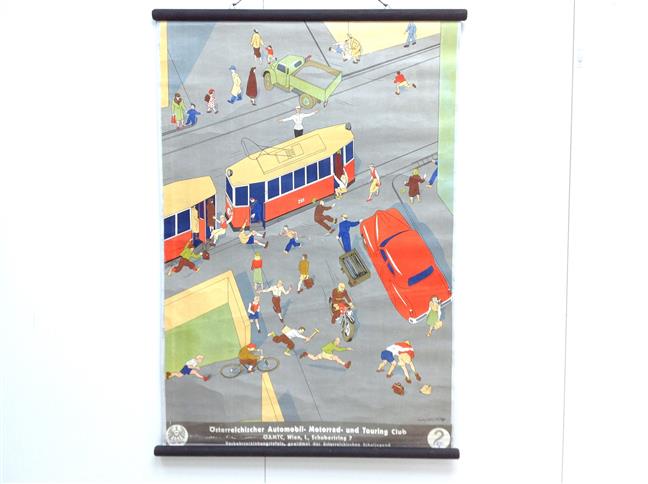 (SCHOOLPLAAT - SCHOOL POSTER / MAP - LEHRTAFEL) Verkehrserziehungstafeln. Gewidmet der östereicischen schuljugend. - Tafel 2