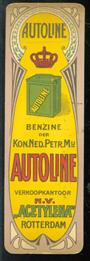 (BOEKENLEGGER / BOOKMARK) Autoline - Benzine der Kon. Ned. Petr. Mij.AUTOLINE Verkoopkantoor N.V. Acetylena Rotterdam