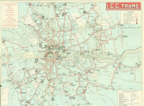 (PLATTEGROND / KAART - CITY MAP / MAP) London County Council Tramways = L.C.C. Trams - Map and Guide