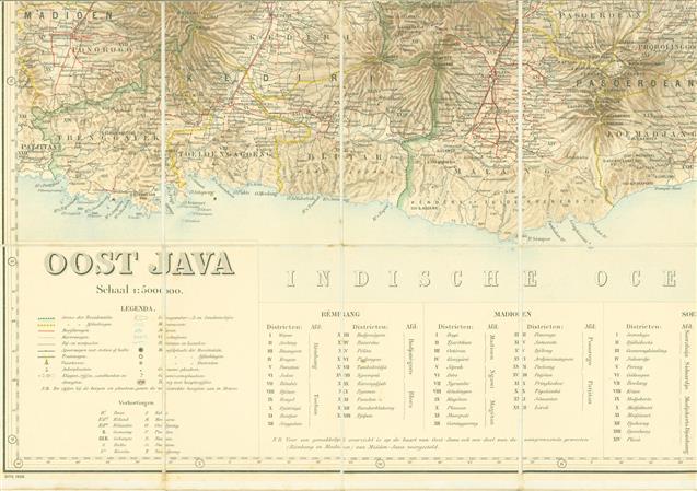 (PLATTEGROND / KAART - CITY MAP / MAP) Oost Java = East Java : 1:500.000 : topographic large folding map : Indonesia.
