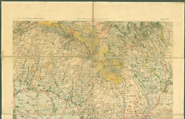 (PLATTEGROND / KAART - CITY MAP / MAP) ( Stafkaart )Java. Blad 36 D : Res Preanger . Regentschappen : hermeten in 1916-1917 Topografische inrichting Batavia 1919