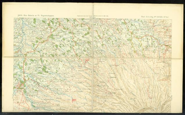 (PLATTEGROND / KAART - CITY MAP / MAP) ( Stafkaart )Java Resn. Batavia en Pr Regentschappen Blad 25A ( Alg XXXIX - 37A ) Overgenomen door den Topografischen Dienst in 1920-1921