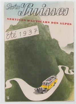 (TOERISME / TOERISTEN BROCHURE) Postes suisses, Services d'autocars des Alpes ete 1937