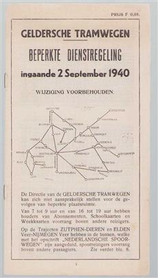 Beperkte dienstregeling ingaande 2 September 1940