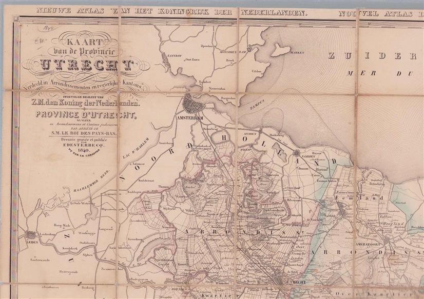 Kaart van de provincie Utrecht verdeeld in arrondissementen en regterlijke kantons, ingevolge besluit van Z.M. den Koning der Nederlanden