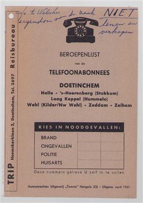 Beroepenlijst van de telefoonabonnees van Doetinchem - Halle - 's Heerenberg (stokkum) Laag Keppel (Hummelo) Wehl (Kilder Nw Wehl) - Zeddam - Zelhem