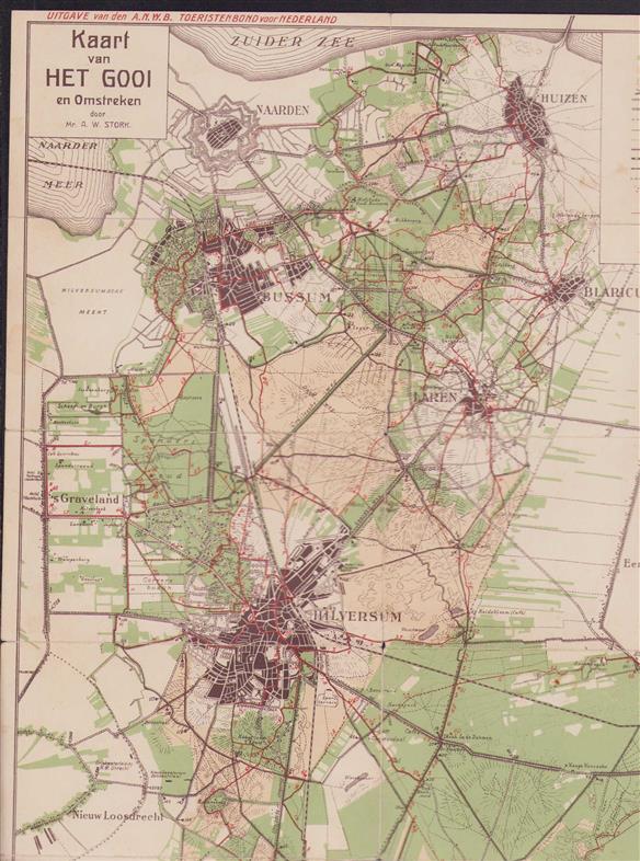 Kaart van het Gooi en omstreken (+ Bussum en Hilversum)