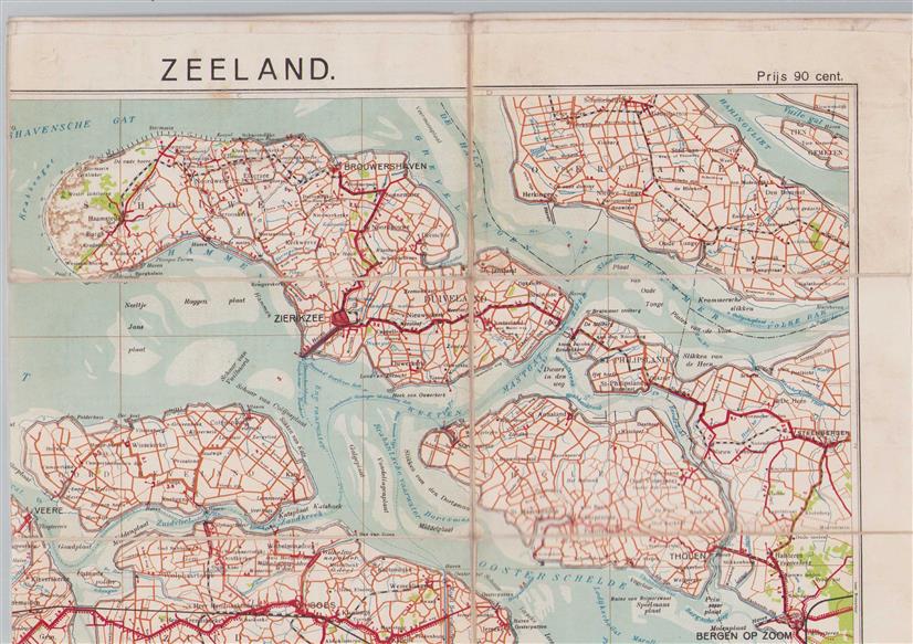 Sleeswijks kaart van Zeeland (Op linnen geplakte uitvoering)