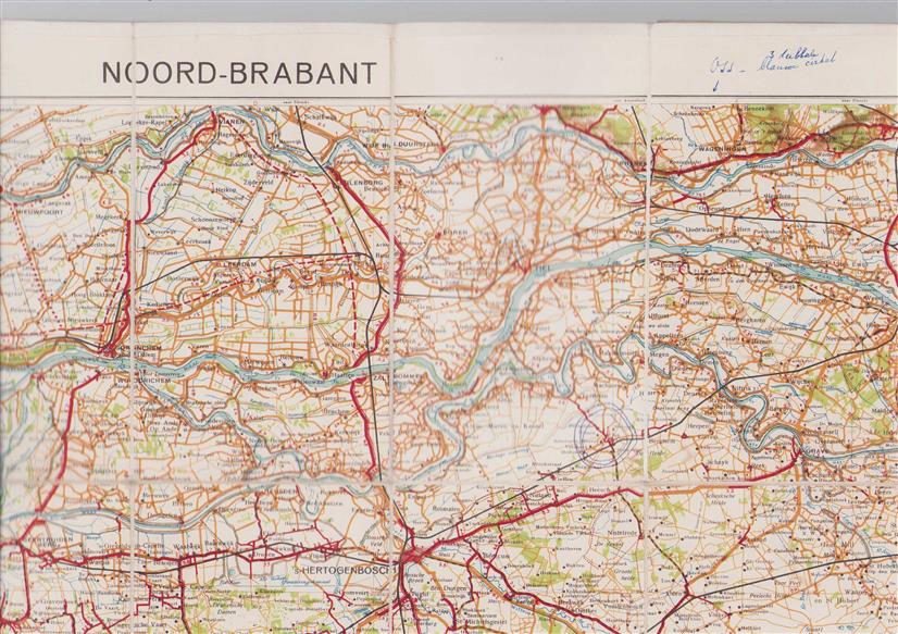 Sleeswijks kaart van Noord Brabant (Op linnen geplakte uitvoering)