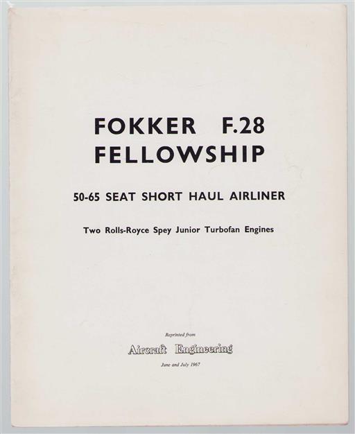 Fokker F. 28 Fellowship - 50-65 seat short haul airliner : Tuo Rolls-Royce spey junior turbofan engines.