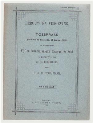 Berouw en vergeving : toespraak gehouden te Enschede, 14 Januari 1883, na volbrachten vijf-en-twintigjarigen Evangeliedienst te Renswoude en te Enschede