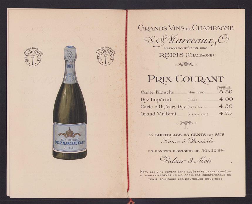 (BROCHURE) Grand Vins de Champagne St Marceaux  Rheims