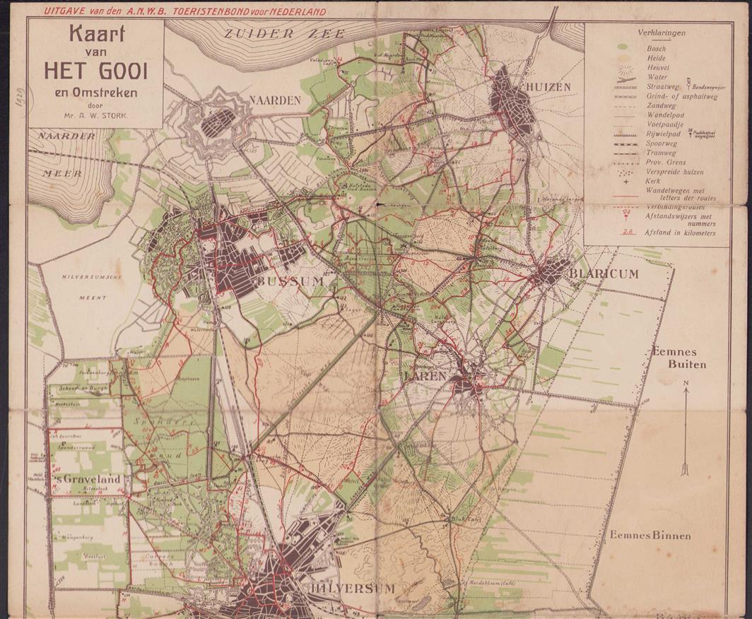 Kaart van het Gooi en omstreken (  Bussum en Hilversum)