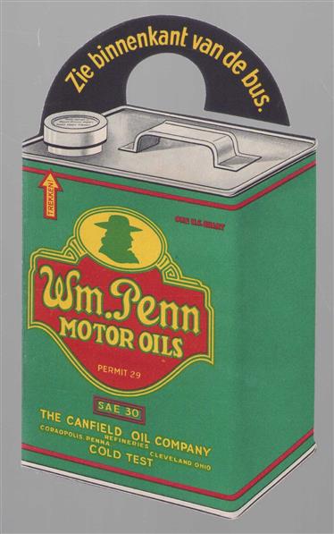 Reclame folder - vorm gesneden - Diecut - WM. Penn Motor Oils
