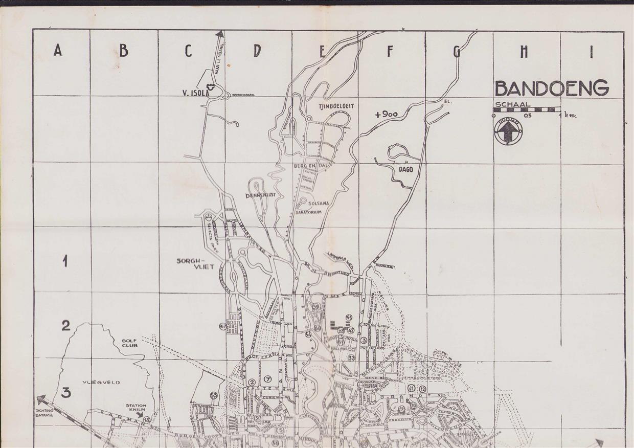 Bandoeng (stads plattegrond) Nooduitgave 1947 (politionele acties)