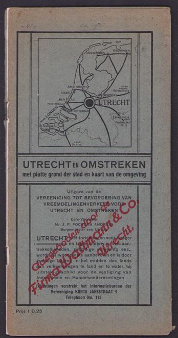 Utrecht en omstreken met platte grond der stad en kaart van de omgeving