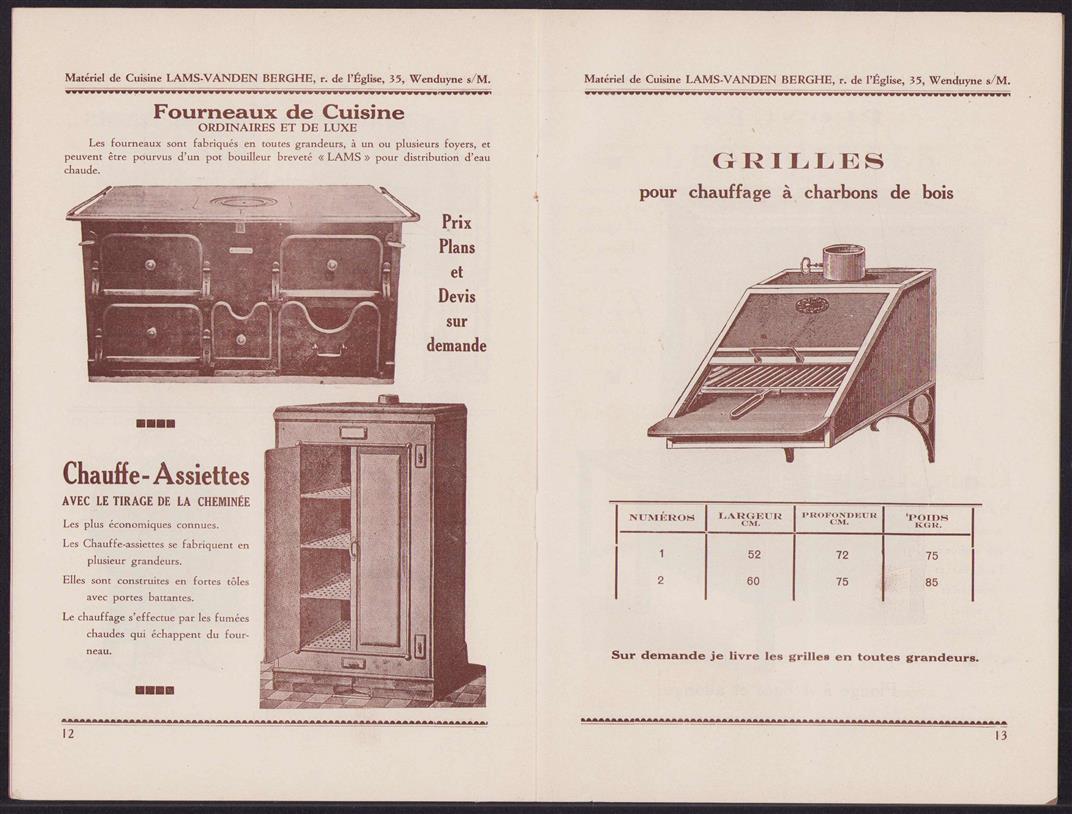 Fabrication Belge de Machines et Materiel pour Cuisines Modernes CATALOGUE - Catalogus van keukens en groot keuken materiaal