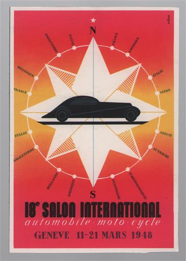 Reclame poster 11,6x16,8Cm -18e salon International Geneve 11-21 Mars 1948