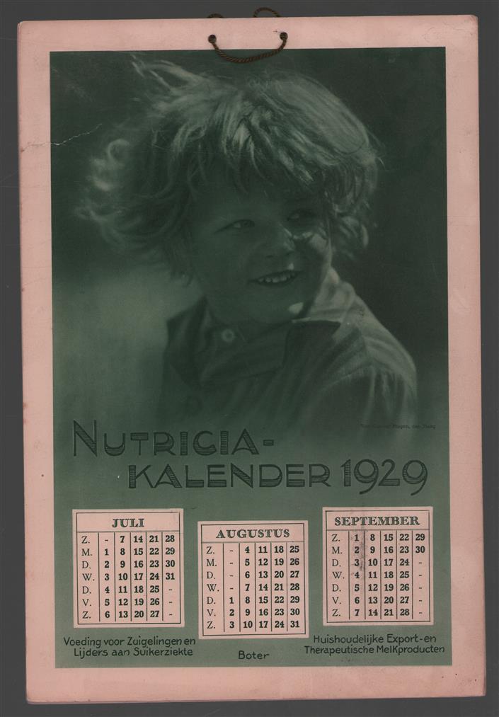 Nutricia Kalender 1929 - Voeding voor Zuigelingen en lijders aan suikerziekte, Boter, Huishoudelijke Export en Therapeutische Melkproducten