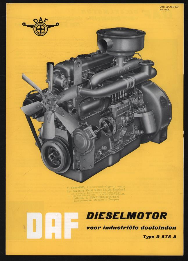 (AUTO FOLDER - CAR BROCHURE) DAF Dieselmotor voor industriele doeleinden Type D 575 A
