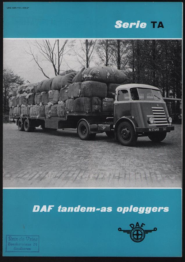 (AUTO FOLDER - CAR BROCHURE) DAF -   Daf Tandem - as opleggers - Serie TA