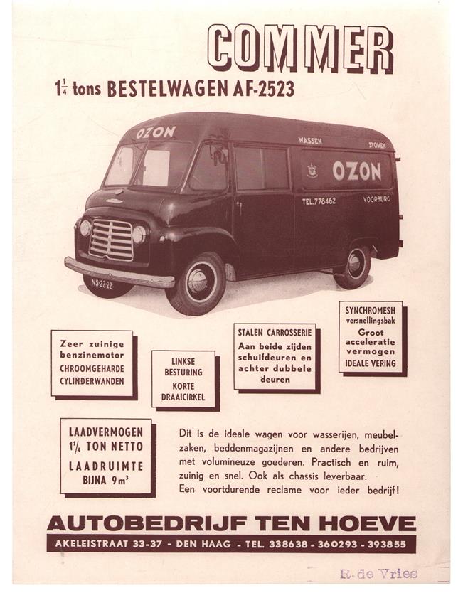 (AUTO FOLDER - CAR BROCHURE) 5Commer 1 1/4 tons bestelwagen AF - 2523