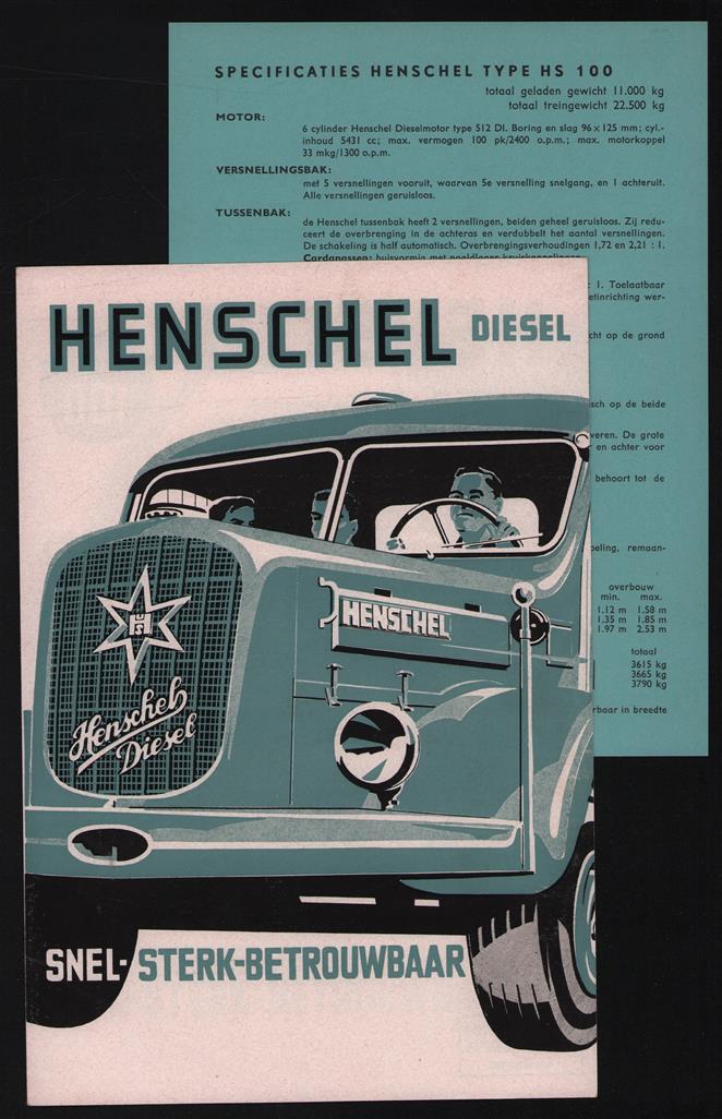(AUTO FOLDER - CAR BROCHURE) Henchel Diesel - Snel - Sterk - Betrouwbaar HS100