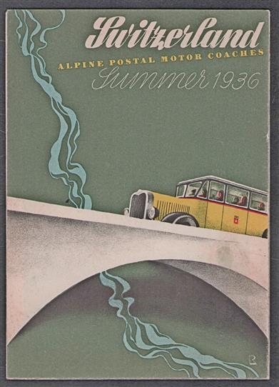 Swiss Postal Motor Coach Services summer 1936 tourist map of Switzerland