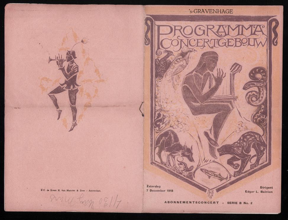 (GEBRUIKSGRAFIEK, PROGRAMMA BOEKJES ENZ ) Programma van het tweede abbonements concert (serie B)  Zaterdag 7 December 1918