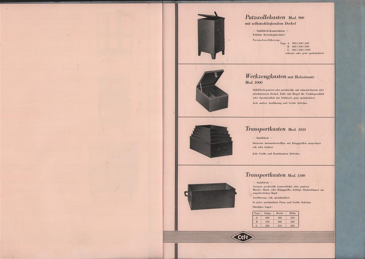 Stahl Uberall - Schonheit de Arbeit  (verkoop catalogus Werktuig kasten - kledingkasten enz ) 3 poot werkkrukken