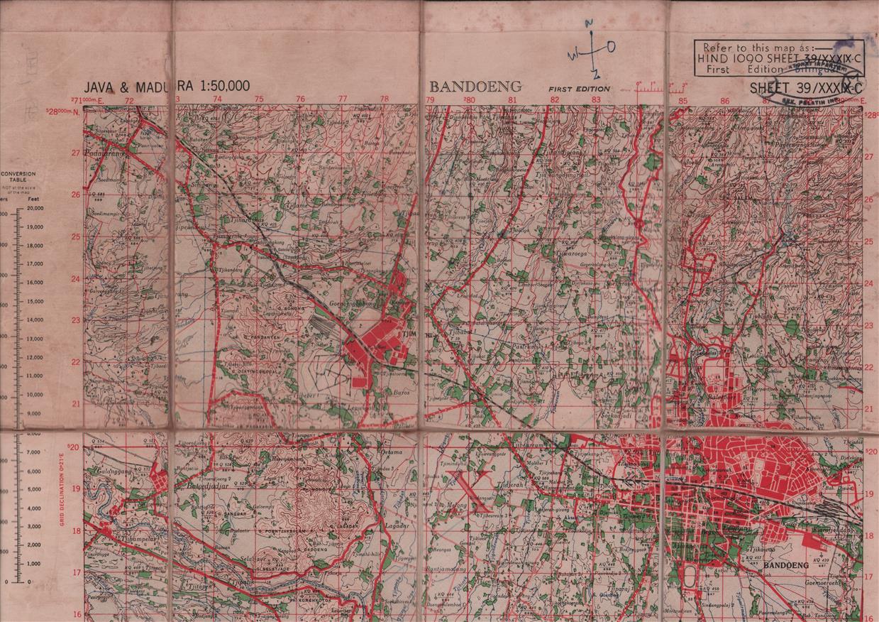 Stafkaart Bandoeng OORLOG UITGAVE Sheet 39/XXXIX - C