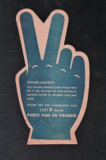 Politieke flyer 1946 Lijst 5 van de partij van de vrijheid