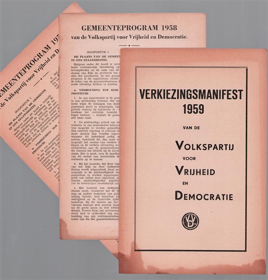 Verkiezingsmanifest 1959 van de Volkspartij voor Vrijheid en Democratie.