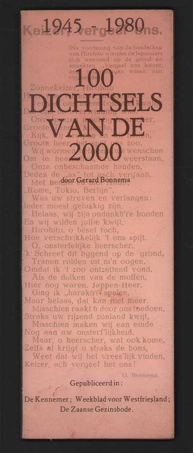 1945 - 1980 . 100 Dichtsels van de 2000