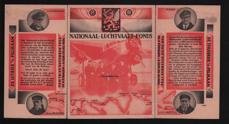De uitreis van de Pelikaan - De thuisreis van de Pelikaan FONDS WERVING POSTGIROBILJET