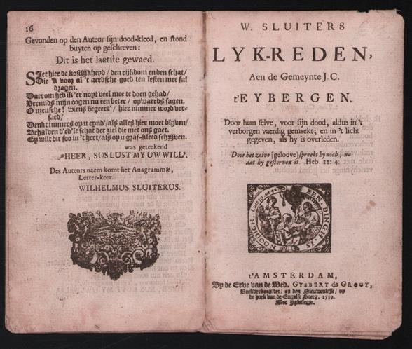 W. Sluiters Lyk-reden, aen de gemeynte J.C. t'Eybergen