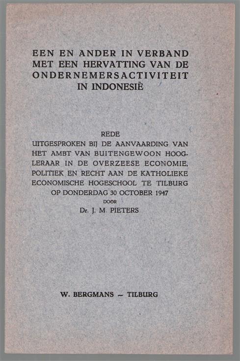 Een en ander in verband met een hervatting van de ondernemersactiviteit in Indonesië