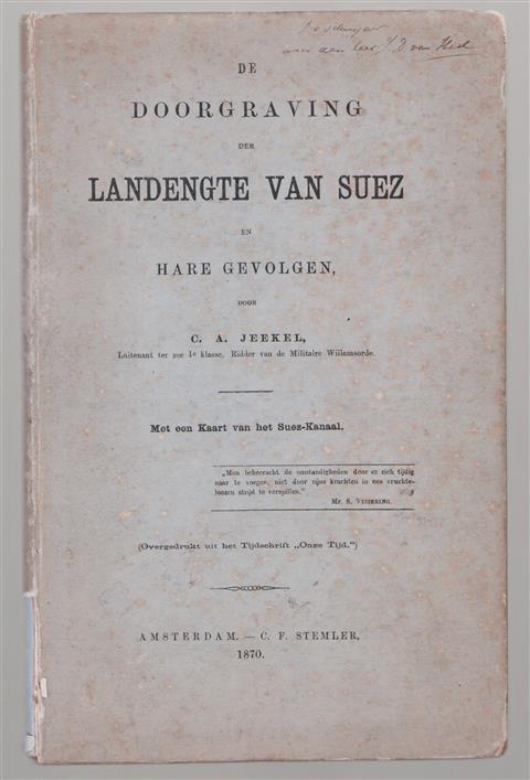 De doorgraving der landengte van Suez en hare gevolgen ( aanleg suezkanaal)