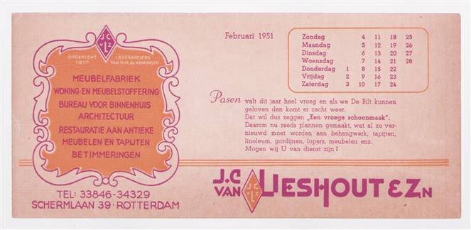 (VLOEIBLAD - BLOTTER) J. C. van Lieshout en Zn